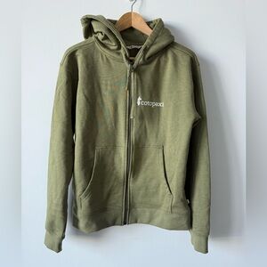 Cotopaxi Light Olive Green Zip Logo Hoodie Men’s Large EUC